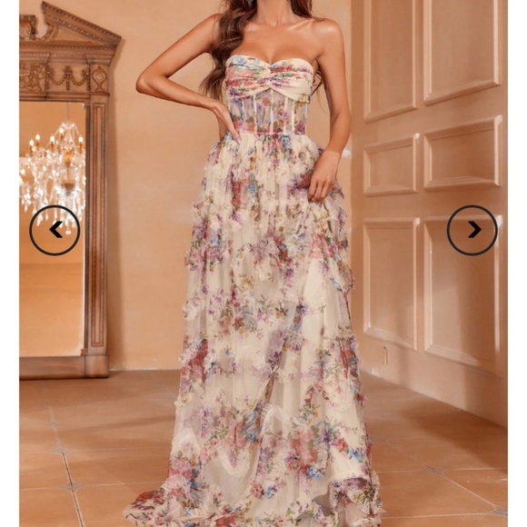 Floral Strapless Maxi Dress - Picture 4 of 12